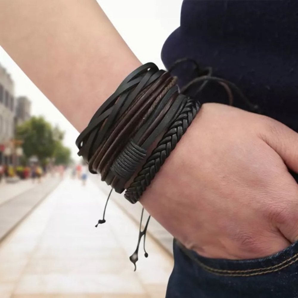 NEW!๐๐LEATHER BRACELET BUNDLE! 4!๐๐MENS UNISEX - Picture 2 of 4